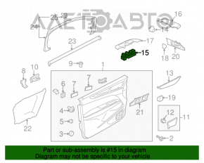 Controlul geamului electric din față, stânga, Lincoln MKX 16- negru, cu capac, pentru plierea oglinzilor.