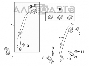 Centura de siguranță din spate dreapta pentru Ford Fusion mk5 17-20, culoare neagră.