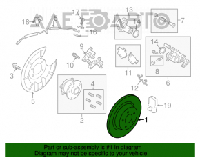 Placă de frână spate dreapta Ford Escape MK3 17-19 315/11mm ruginită.