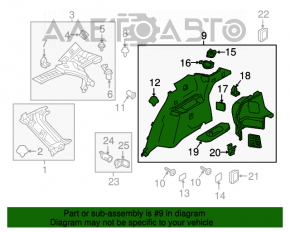 Capacul arcului drept Mazda CX-9 16- fără difuzor.