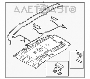 Acoperirea tavanului Mazda CX-9 16- fără plafon panoramic gri, lovită în partea stângă de la airbag.