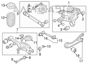 Bucșă spate dreapta Hyundai Sonata 11-15 din aluminiu, silentbloc rupt.