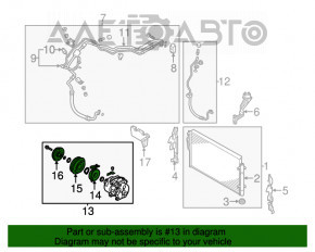 Compresorul de aer condiționat pentru Kia Sorento 10-15 2.4 pentru climatizarea din spate.