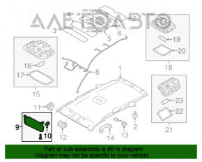 Capota stângă Kia Sorento 10-15 bej, fără cârlig, pentru curățare chimică.