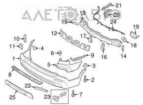 Suportul drept mic pentru bara spate Kia Sorento 11-15 sub stopuri.