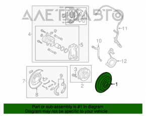 Placă de frână spate dreapta Hyundai Santa FE Sport 13-18, 11 mm.