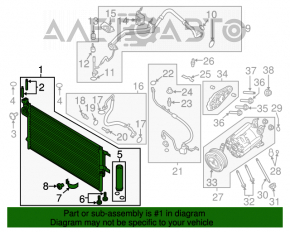 Radiatorul condensatorului de aer condiționat Lincoln MKC 15- nou, neoriginal.