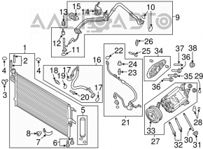 Radiatorul condensatorului de aer condiționat Lincoln MKC 15-