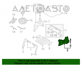 Capacul arcului drept Hyundai Sonata 11-15 negru.