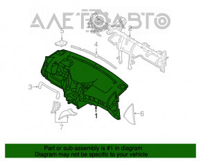 Panoul frontal cu AIRBAG pentru Hyundai Sonata 11-15, negru cu inserții bej, bara este ruptă