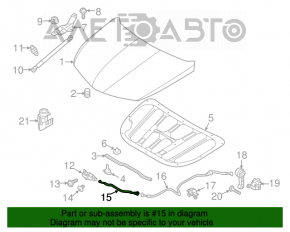 Трос открывания замка капота Hyundai Sonata 11-15 передняя часть