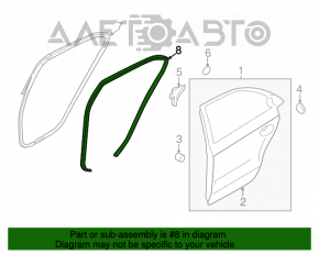 Garnitura de etanșare a cadrului ușii din spate dreapta pentru Hyundai Sonata 11-15.