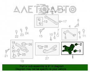 Bucșă spate dreapta Hyundai Sonata 11-15 din aluminiu, silentbloc rupt.