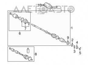 Ax cu came pentru roata din față dreapta a Hyundai Sonata 11-15 2.4