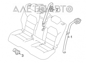 Centura de siguranță spate stânga pentru Infiniti QX30 17- negru.