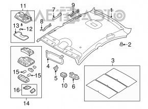 Plafonul de iluminare frontal pentru Kia Optima 11-15, bej, sub plafoniere.