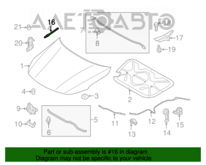 Amortizorul capotei Kia Optima 11-15 are capacul crăpat.