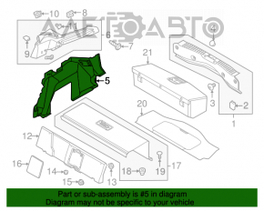 Capacul arcului stâng Ford Focus mk3 11-18 5d negru, fără dopuri