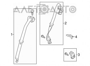 Centura de siguranță centrală spate pentru Ford Focus mk3 11-18, culoare neagră