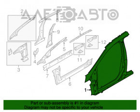 Bara centrală stânga a caroseriei Ford Focus mk3 11-18 pe caroserie