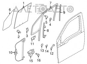 Garnitură de geam față stânga Ford Transit Connect MK2 13-