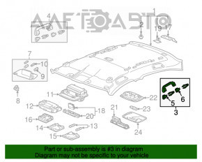 Manerul plafonului din față dreapta pentru Honda Accord 13-17 gri.