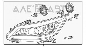 Far dreapta față asamblată Honda Accord 13-15 SUA xenon hibrid touring