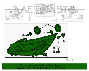 Far dreapta față asamblată Honda Accord 13-15 SUA xenon hibrid touring