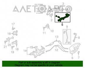 Mecanismul manetei ușii din spate dreapta a unui Honda Accord 18-22.