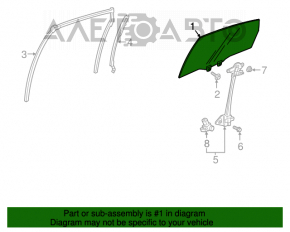 Стекло двери задней левой Honda Accord 18-22 царапины, нет 1 крепления