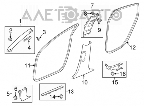 Garnitura de etanșare a cadrului ușii, dreapta față, pentru Honda Accord 18-22.