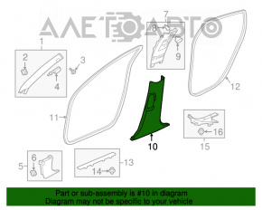 Capacul stâlpului central, partea de jos, stânga, Honda Accord 18-22, negru, zgârietură