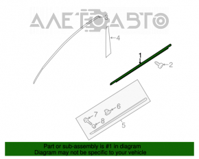 Moldură ușă-sticlă față centrală stânga Hyundai Sonata 11-15 crom nou OEM original