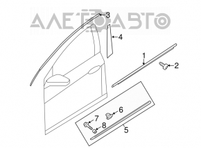 Capac usa fata stanga inferioara Hyundai Sonata 11-15 crom, suport rupt.