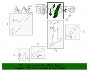 Capacul stâlpului central, curea superioară stânga Ford C-max MK2 13-18 gri.