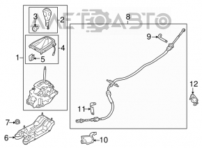 Ручка КПП с накладкой шифтера Ford C-max MK2 13-18 кожа черная, протерта кожа