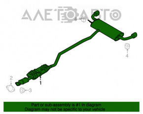 Silentioză spate cu tanc pentru Ford Edge 15-20 2.0T AWD cu catalizator, ruginit.