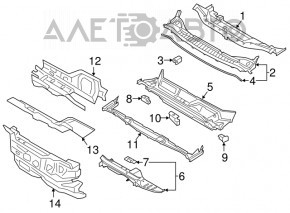 Решетка дворников пластик Ford Edge 15-