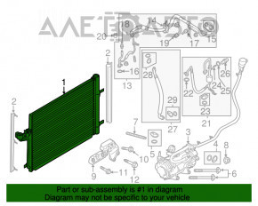 Radiatorul condensatorului de aer condiționat Ford Escape MK3 13-19 1.6T 2.5 este zdrobit