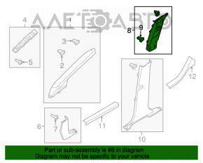 Capacul stâlpului central, curea superioară dreapta pentru Ford Escape MK3 13-19, gri.