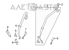 Centura de siguranță din spate dreapta pentru Ford Escape MK3 13-19, culoare bej, trebuie curățată chimic.