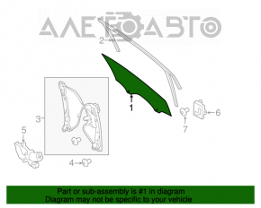 Geamul ușii din față stânga Ford Focus mk3 11-14 pre-restilizare zgâriat.