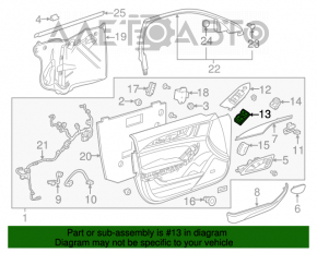 Controlul geamului electric din față, stânga, pentru Cadillac CTS 14- cu capac, butonul este șters.