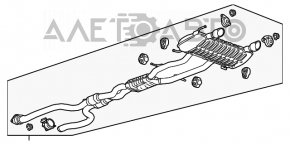 Silencerul din spate cu butoaie pentru Cadillac CTS 14- 3.6 a fost tăiat, inclusiv catalizatorul