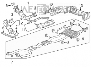 Silencerul din spate cu butoaie pentru Cadillac CTS 14- 3.6 a fost tăiat, inclusiv catalizatorul