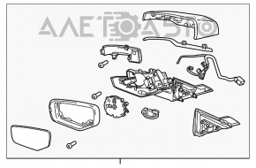 Зеркало боковое правое Cadillac CTS 14- BSM, автозатемнен, поворотник, графит, круговой обзор