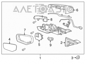 Зеркало боковое левое Cadillac CTS 14- 13 пинов, автозатемнение, поворотник, серое