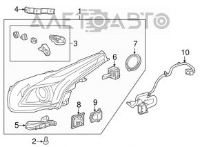 Far stânga față goală Cadillac CTS 14- halogen