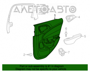 Capacul ușii spate dreapta Chrysler 200 15-17 negru cu inserție neagră din piele, cotieră din piele, cusătură albastră, mânere negre, de curățat chimic, lovitură.