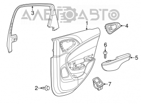 Capacul ușii, cartela din spate dreapta Chrysler 200 15-17 negru, mucegai